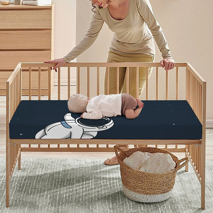 Astronaut Couple In Space Print Baby Crib Sheet