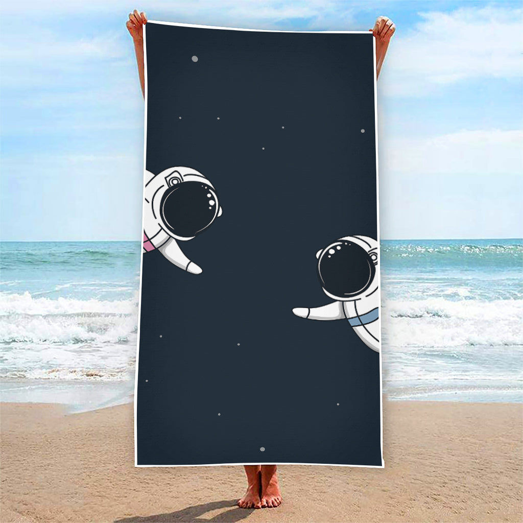 Astronaut Couple In Space Print Beach Towel