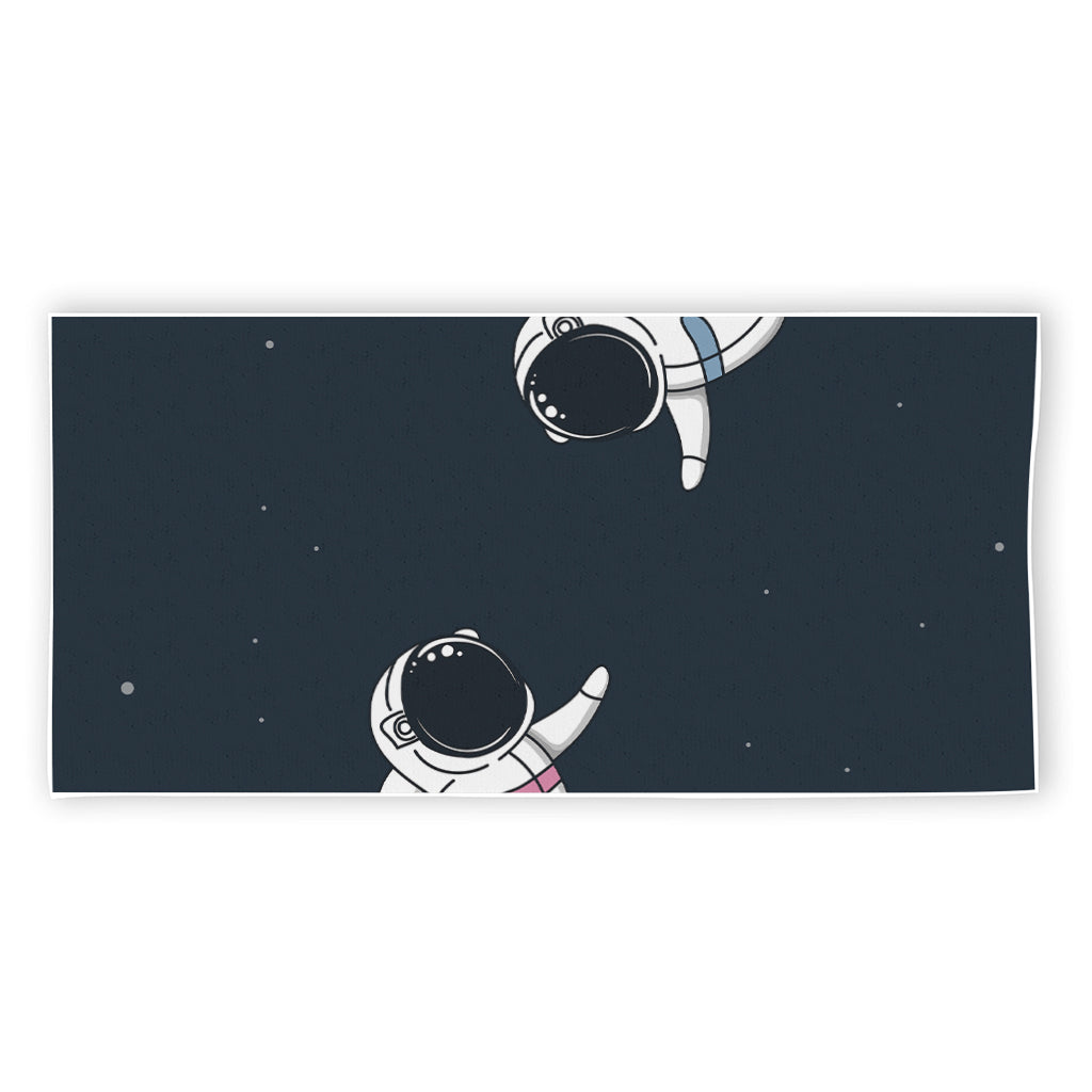 Astronaut Couple In Space Print Beach Towel