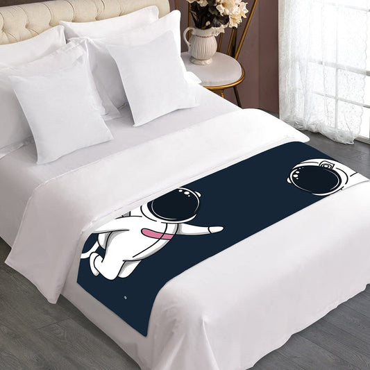 Astronaut Couple In Space Print Bed Runner