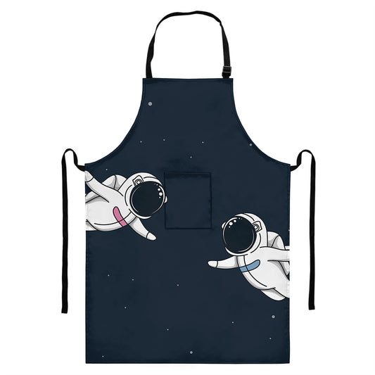 Astronaut Couple In Space Print Bib Apron With Pocket