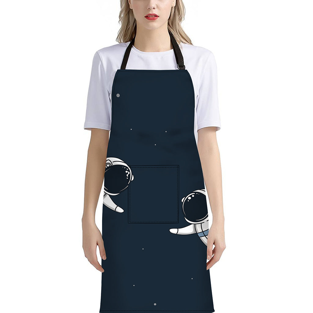Astronaut Couple In Space Print Bib Apron With Pocket