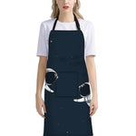 Astronaut Couple In Space Print Bib Apron With Pocket