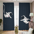 Astronaut Couple In Space Print Dimout Pencil Pleat Curtains