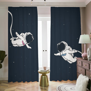 Astronaut Couple In Space Print Blackout Pencil Pleat Curtains