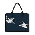 Astronaut Couple In Space Print Canvas Tote Bag