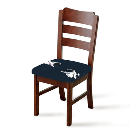 Astronaut Couple In Space Print Chair Cushion Cover