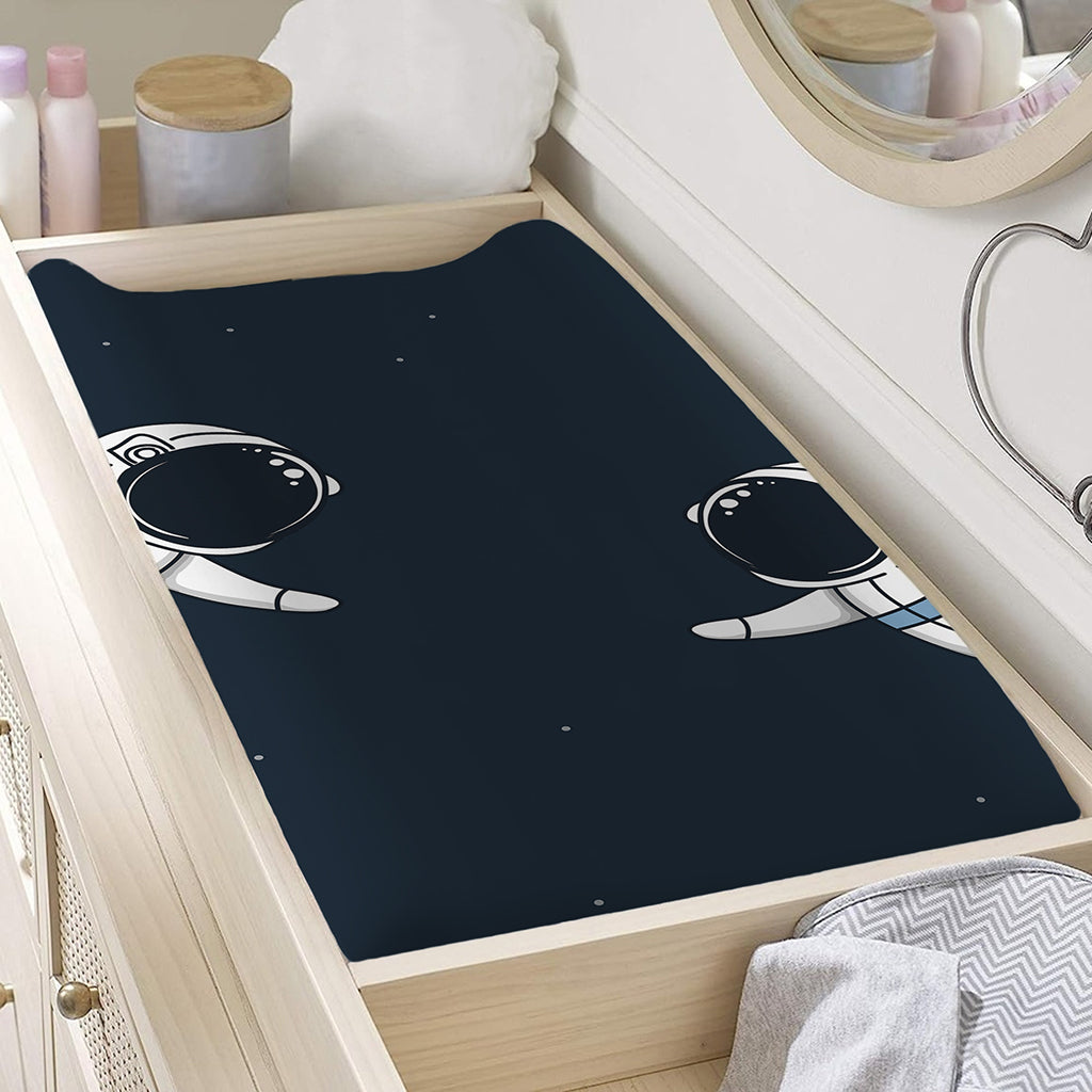 Astronaut Couple In Space Print Changing Pad Cover