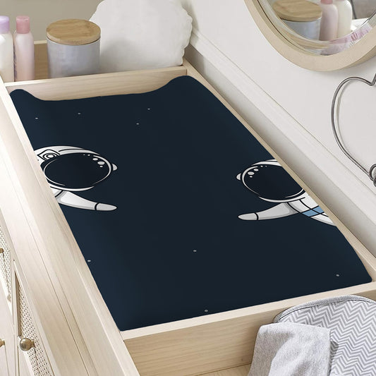 Astronaut Couple In Space Print Changing Pad Cover