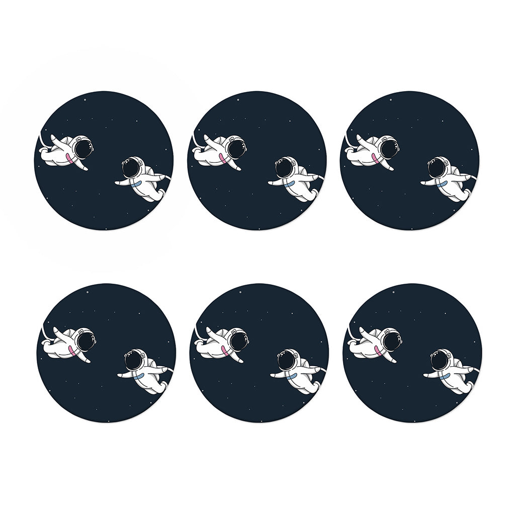 Astronaut Couple In Space Print Coaster Set