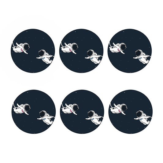 Astronaut Couple In Space Print Coaster Set