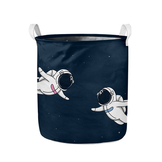 Astronaut Couple In Space Print Collapsible Laundry Basket