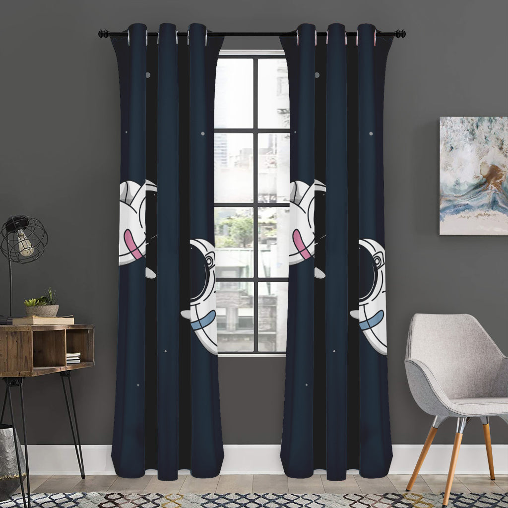 Astronaut Couple In Space Print Curtain