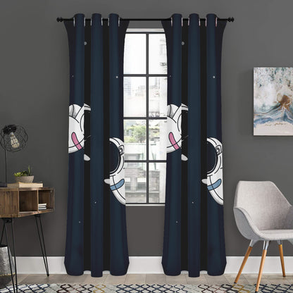 Astronaut Couple In Space Print Curtain