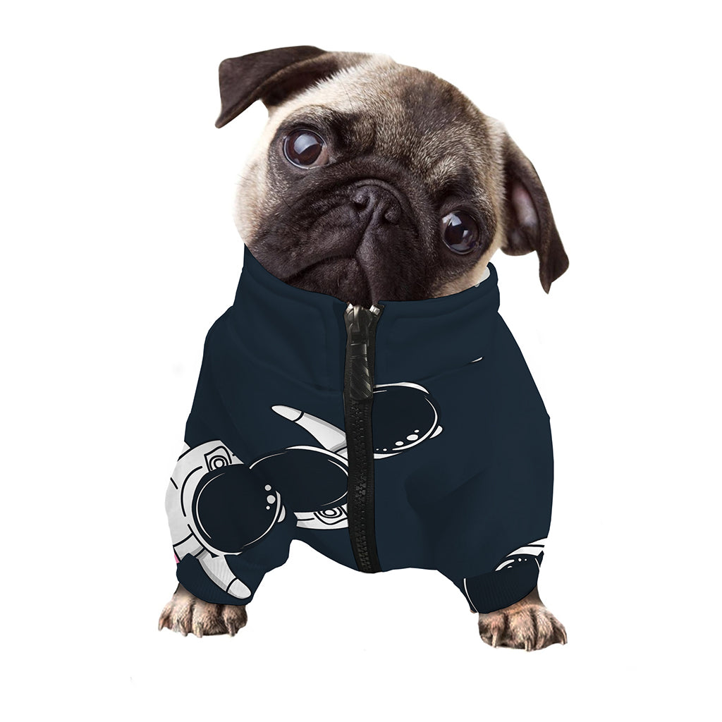 Astronaut Couple In Space Print Dog Zip Up Jacket