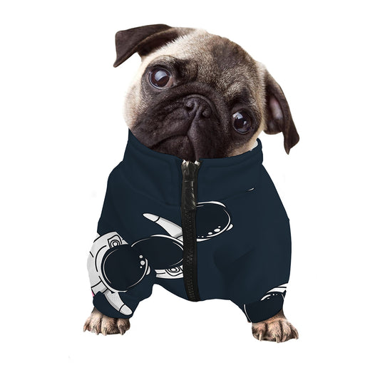 Astronaut Couple In Space Print Dog Zip Up Jacket