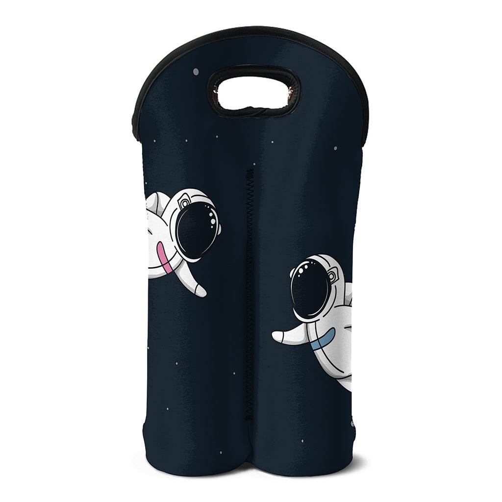 Astronaut Couple In Space Print Double Neoprene Wine Tote