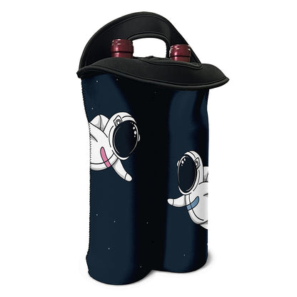 Astronaut Couple In Space Print Double Neoprene Wine Tote