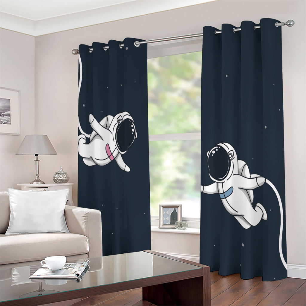 Astronaut Couple In Space Print Extra Wide Grommet Curtains