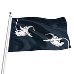 Astronaut Couple In Space Print Flag