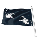 Astronaut Couple In Space Print Flag