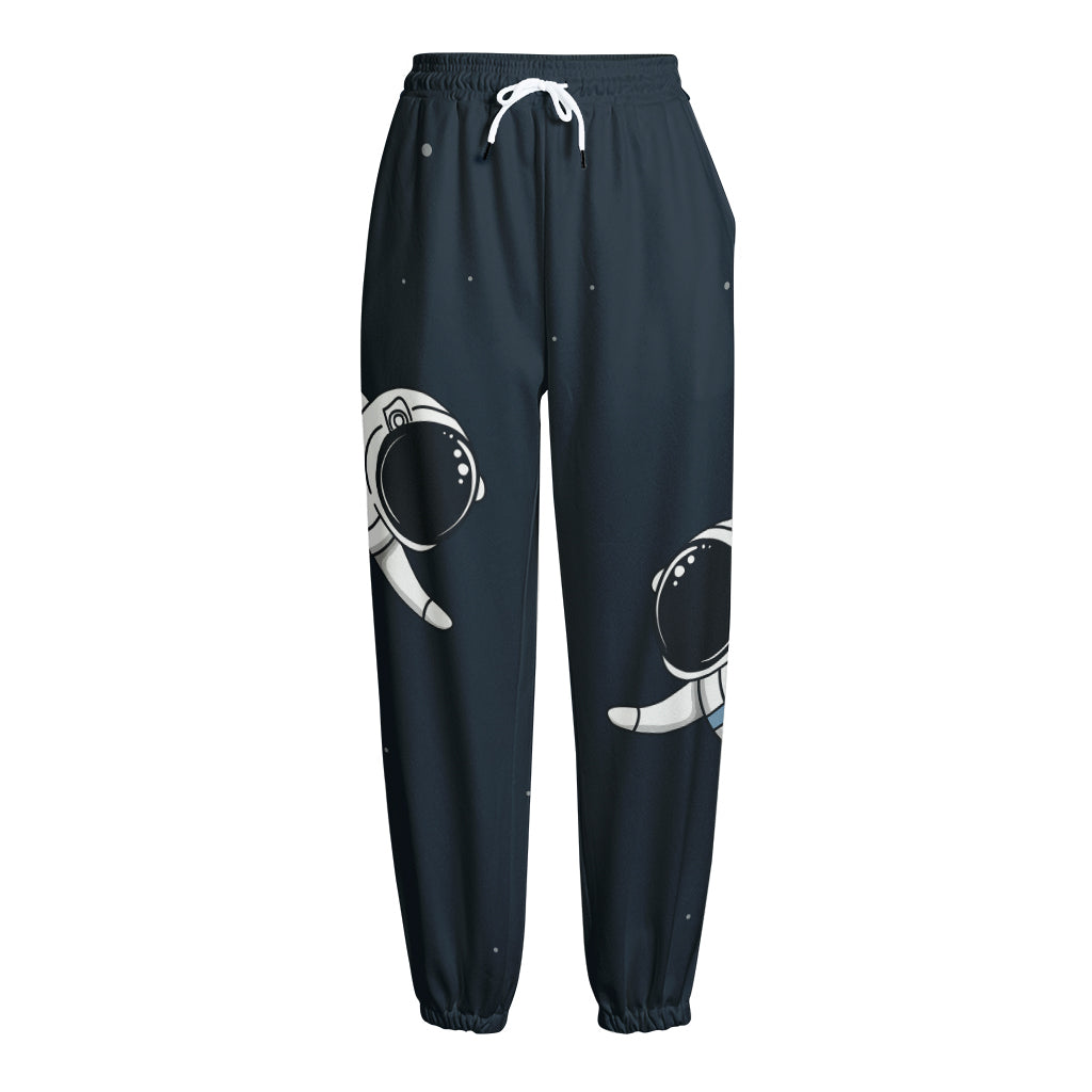 Astronaut Couple In Space Print Fleece Lined Knit Pants