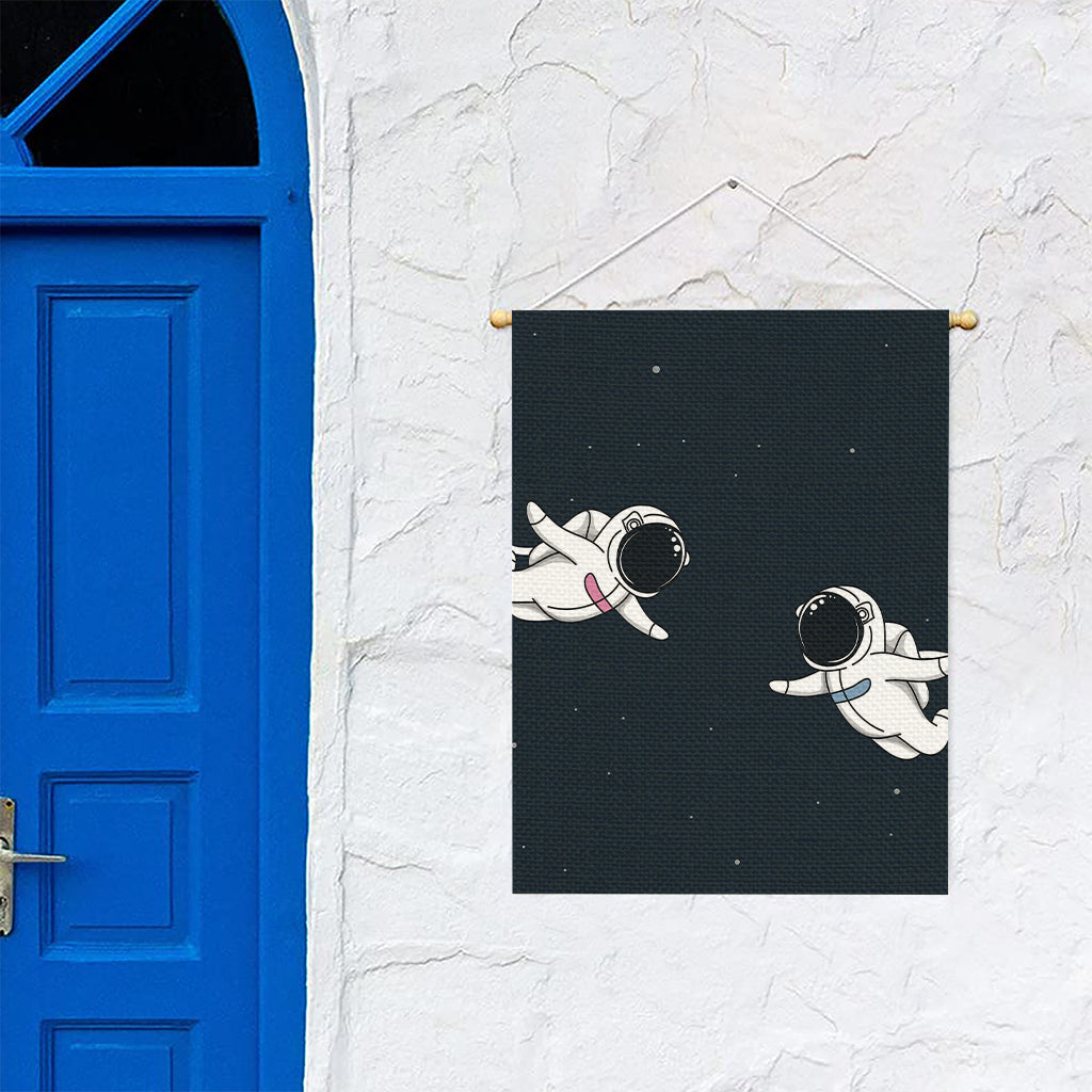 Astronaut Couple In Space Print Garden Flag