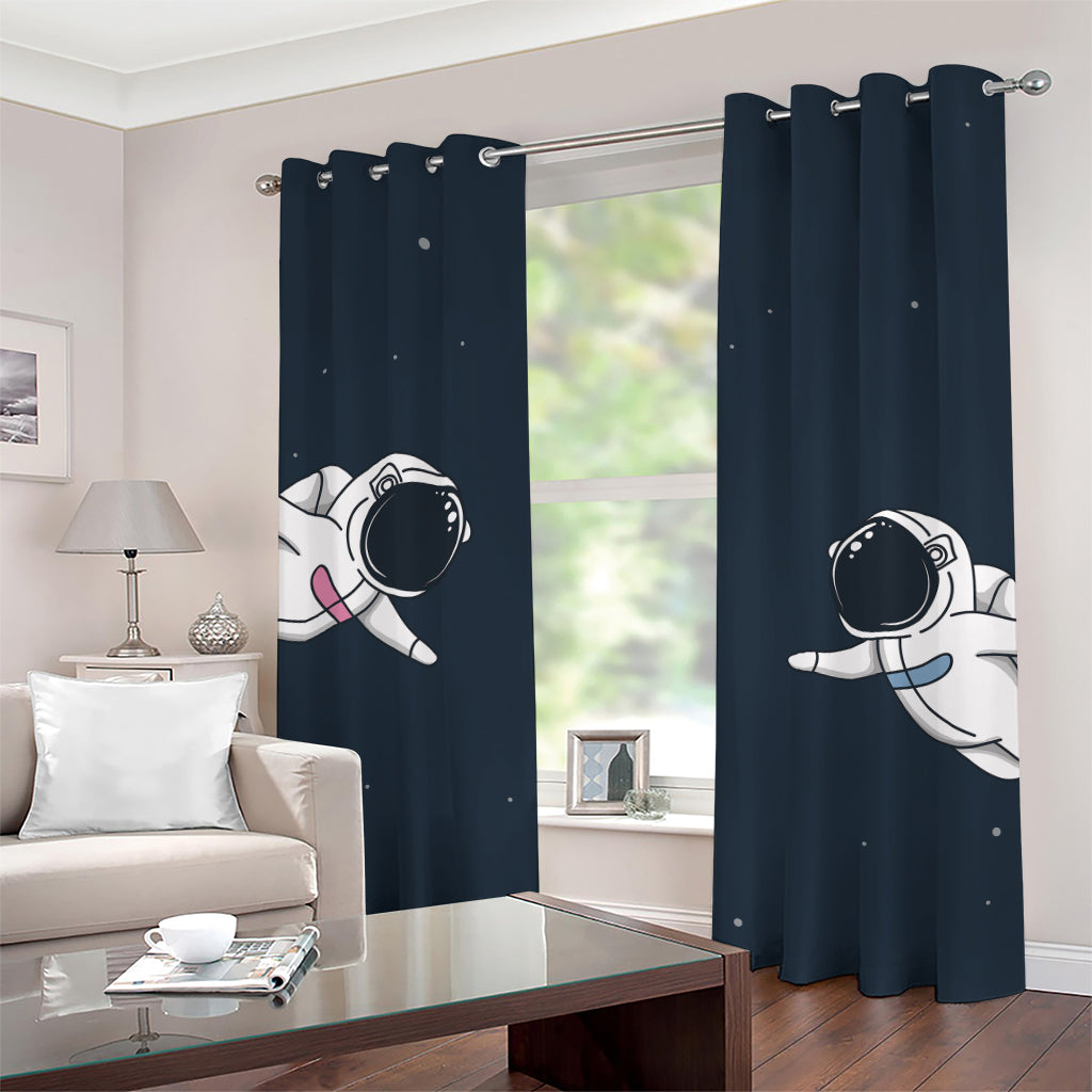 Astronaut Couple In Space Print Grommet Curtains