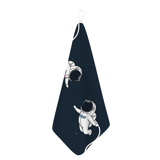 Astronaut Couple In Space Print Hand Towel