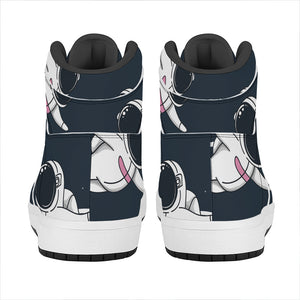 Astronaut Couple In Space Print High Top Leather Sneakers