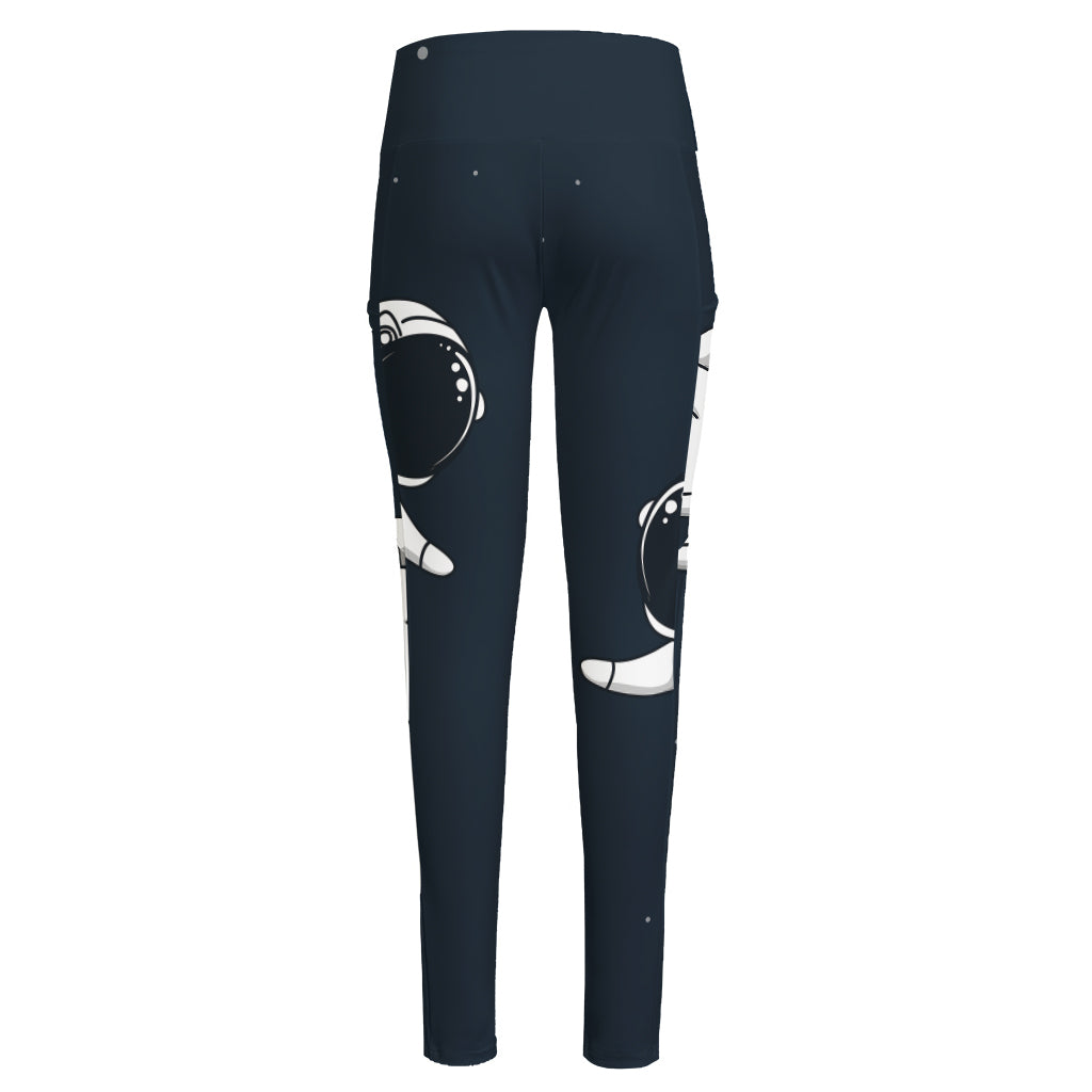 Astronaut Couple In Space Print High-Waisted Pocket Leggings