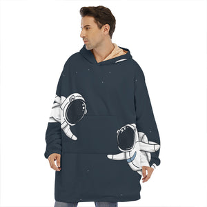 Astronaut Couple In Space Print Hoodie Blanket