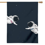 Astronaut Couple In Space Print House Flag