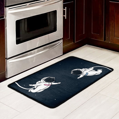 Astronaut Couple In Space Print Kitchen Mat