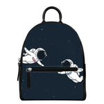 Astronaut Couple In Space Print Leather Backpack