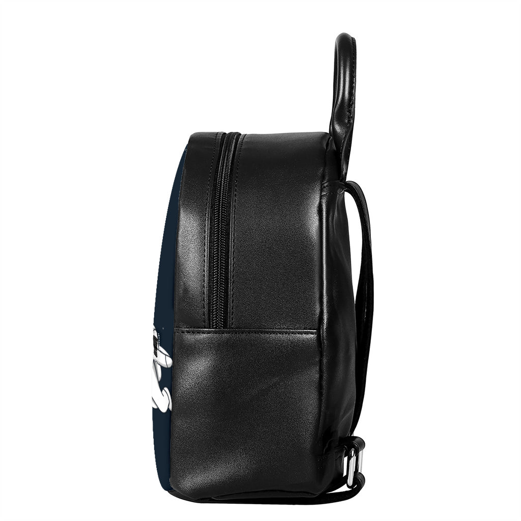 Astronaut Couple In Space Print Leather Backpack