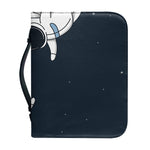 Astronaut Couple In Space Print Leather Bible Cover