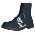 Astronaut Couple In Space Print Lace-Up Boots
