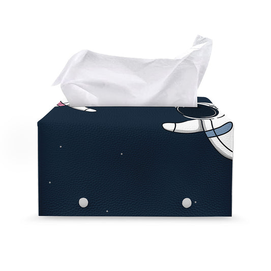 Astronaut Couple In Space Print Leather Tissue Box Cover