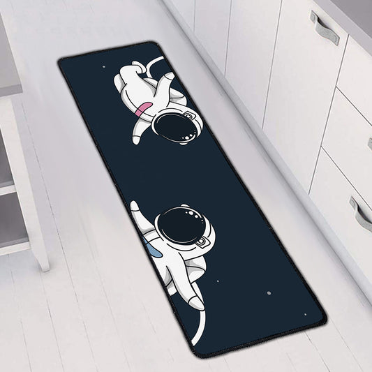 Astronaut Couple In Space Print Long Kitchen Mat