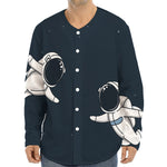 Astronaut Couple In Space Print Long Sleeve Baseball Jersey