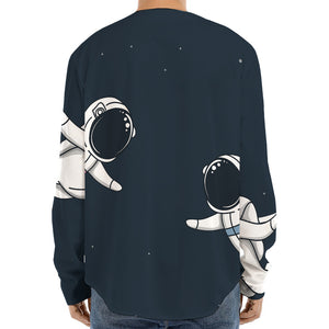 Astronaut Couple In Space Print Long Sleeve Baseball Jersey