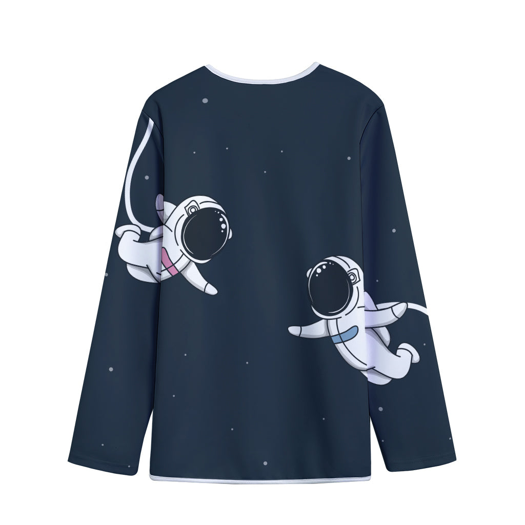 Astronaut Couple In Space Print Long Sleeve Short Coat