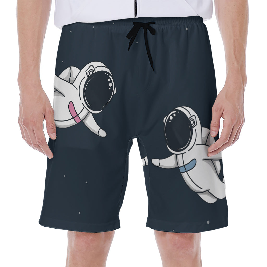 Astronaut Couple In Space Print Men's Beach Shorts