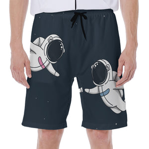 Astronaut Couple In Space Print Men's Beach Shorts