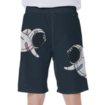 Astronaut Couple In Space Print Men's Beach Shorts