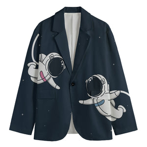 Astronaut Couple In Space Print Men's Blazer