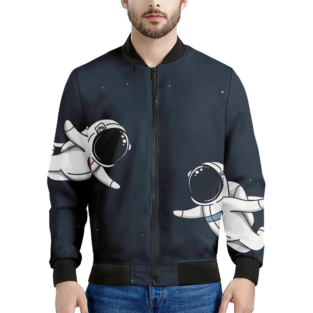 Astronaut Couple In Space Print Men's Bomber Jacket