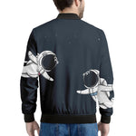 Astronaut Couple In Space Print Men's Bomber Jacket