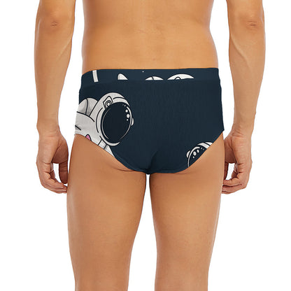 Astronaut Couple In Space Print Men's Briefs